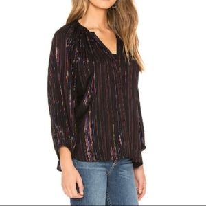 Apiece Apart Isla Metallic Rainbow Stripe Blouse